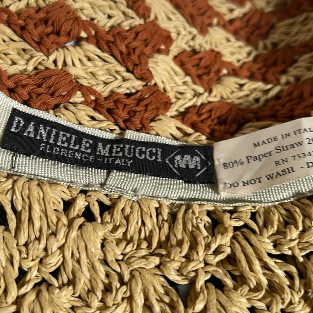Daniele Meucci Vintage Woven Tan and Brown Women's Hat - Picture 7 of 8